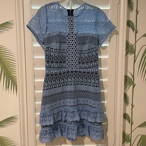 Parker blue lace short sleeve dress